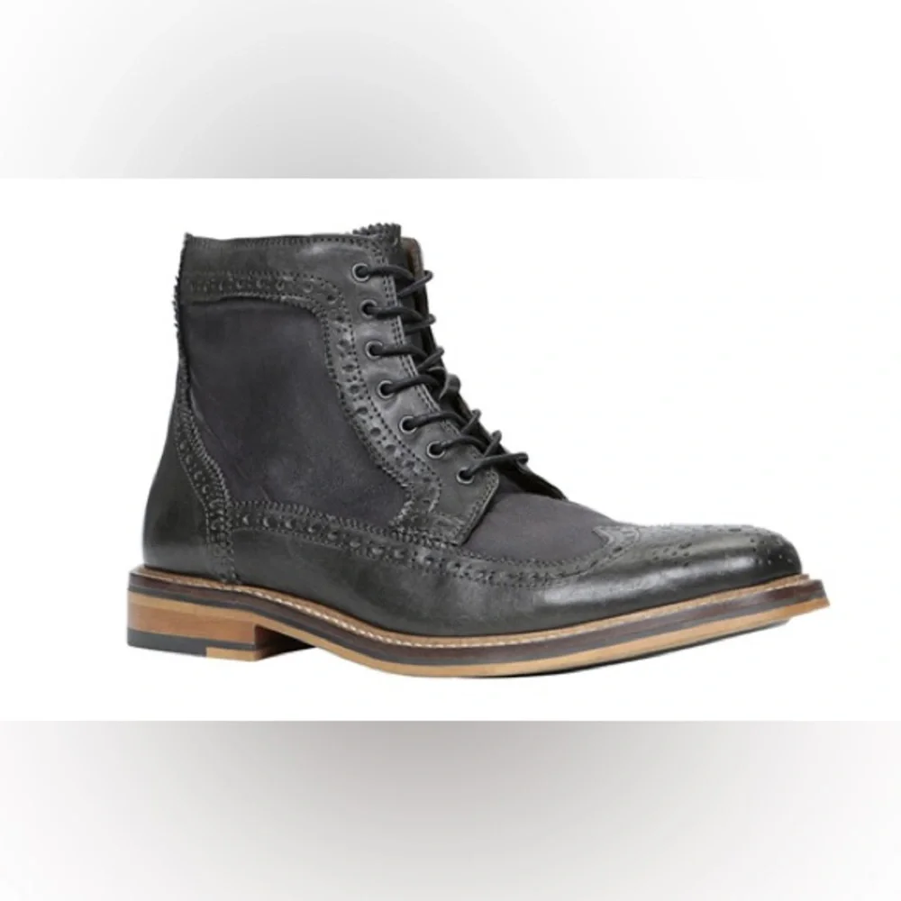 La Milano Mens Black Suede & Leather Oxford Dress Boots Size 9.5‎ A23